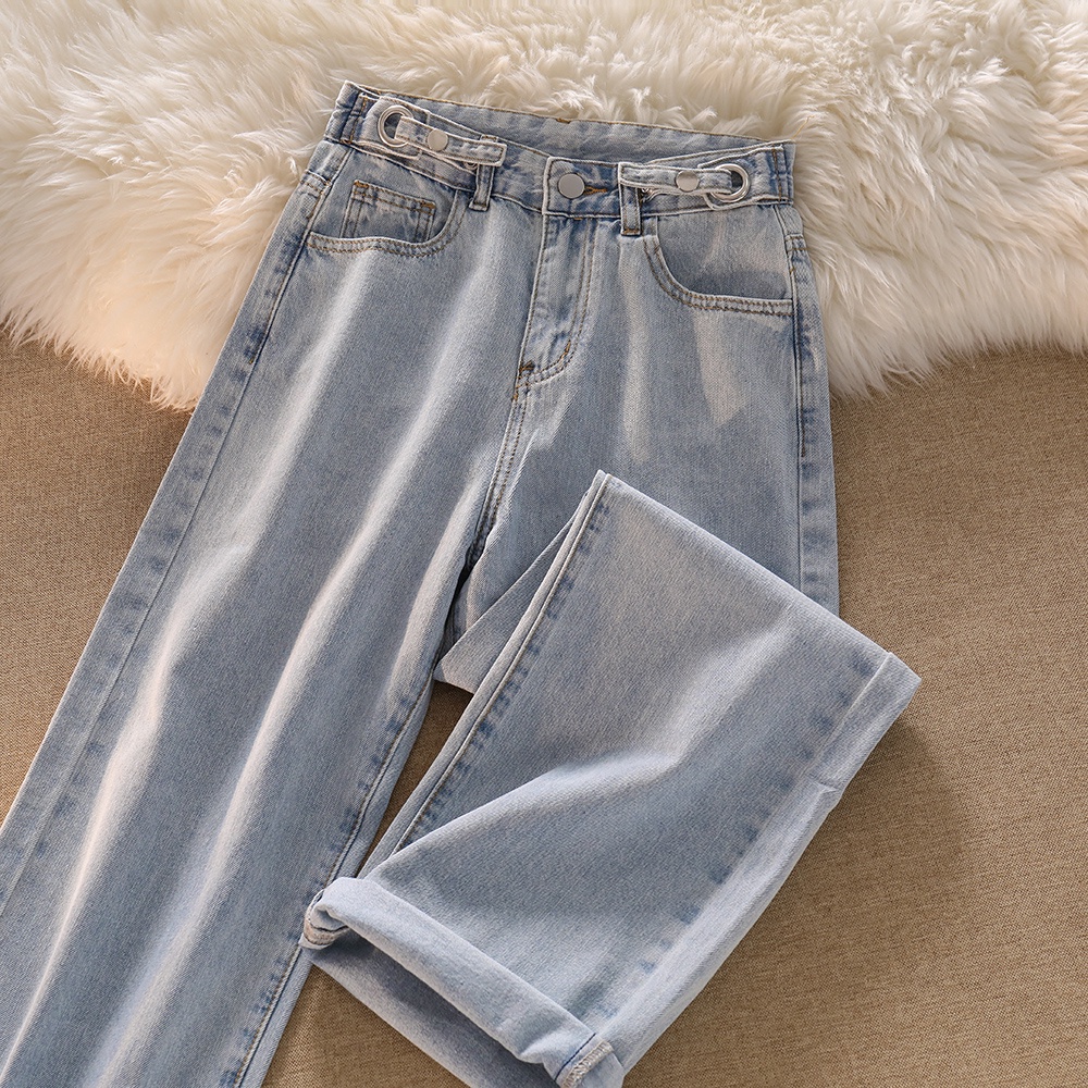 New kram/Biru muda/Hitam Korea High Waist  Kekinian Straight Celana Jeans Wanita Import (realpict)