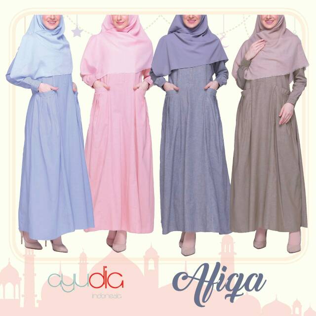 AFIQA DRESS dengan bahan fine oxford. Semi jeans
