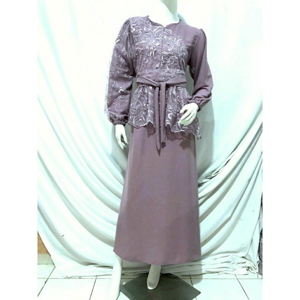 ]New[ Saukia Dress Brukat Mewah Remaja Dewasa Wanita / Gamis Fashion Seragam Pakaian Pesta Kondangan Jumbo Termurah