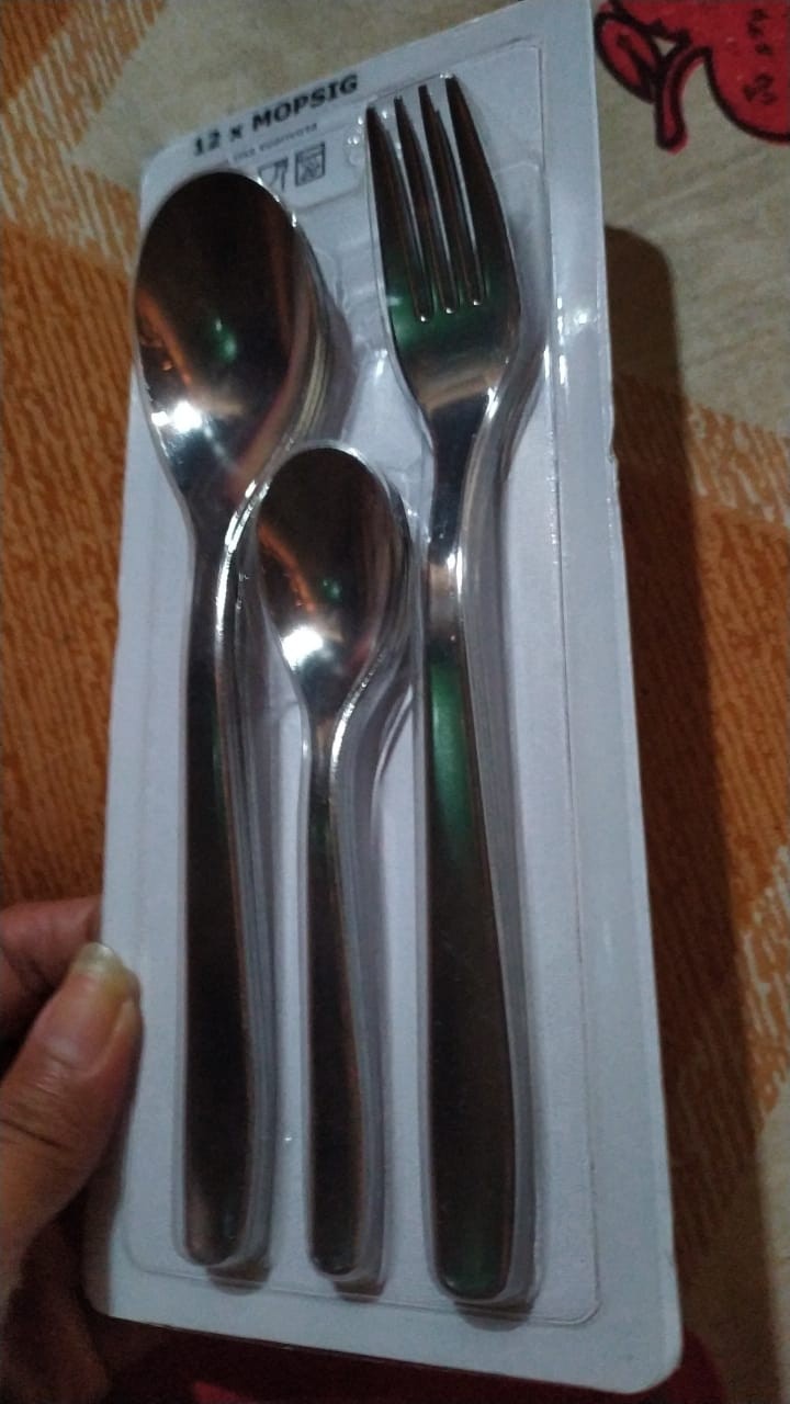 Mopsig Peralatan Makan (sendok, Garpu Dan Sendok Kecil) 1 Set Isi 12