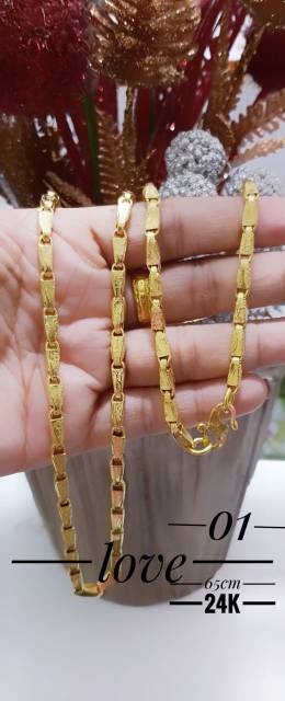 Perhiasan xuping kalung lapis emas 24 K 60 cm