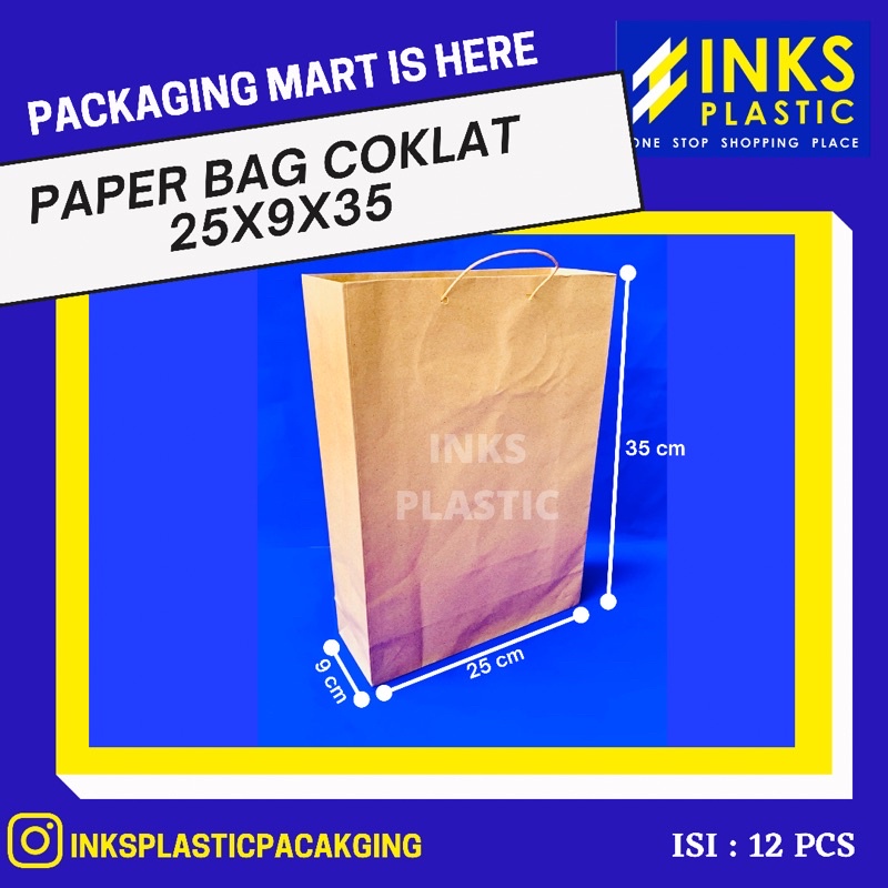

PAPER BAG COKLAT 25x9x35 (12 PCS)