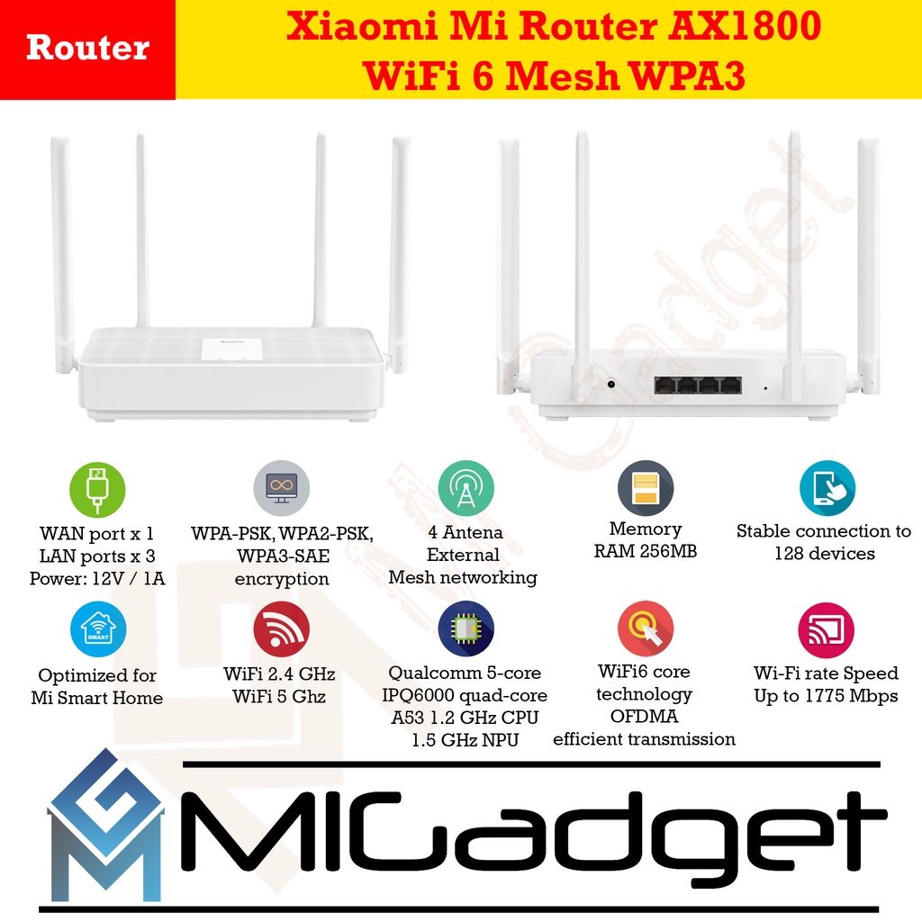 Router AX1800 WiFi 6 Mesh WPA3