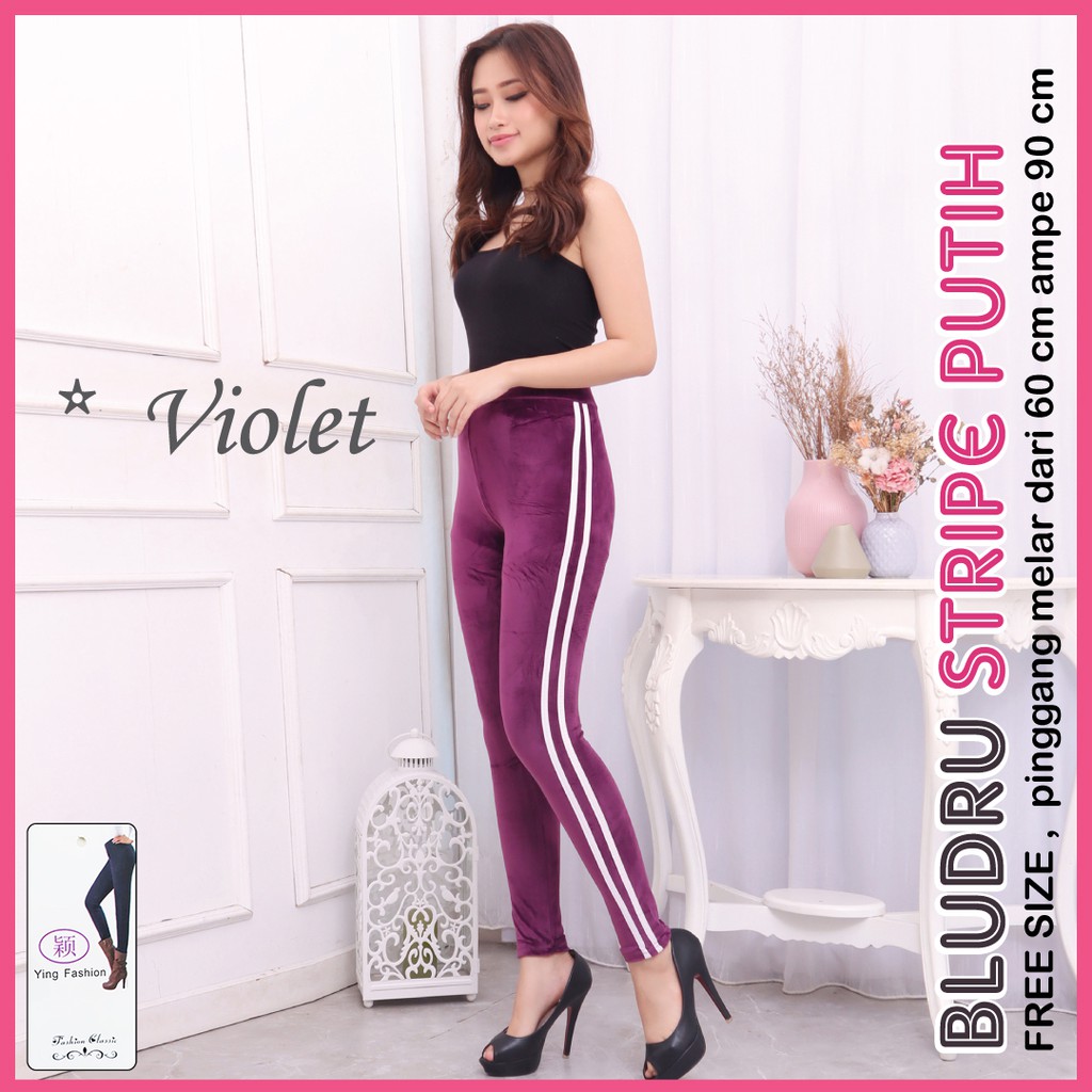 Legging bludru Velvet Stripe / legging BLUDRU import / leging bludru / LEGGING VELVET WANITA / LEGGING PANJANG