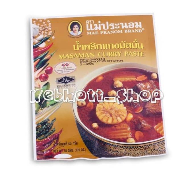 

Maepranom Brand Masaman Curry Paste Sauce 50gr | Mae Pranom Saus Kari Masaman