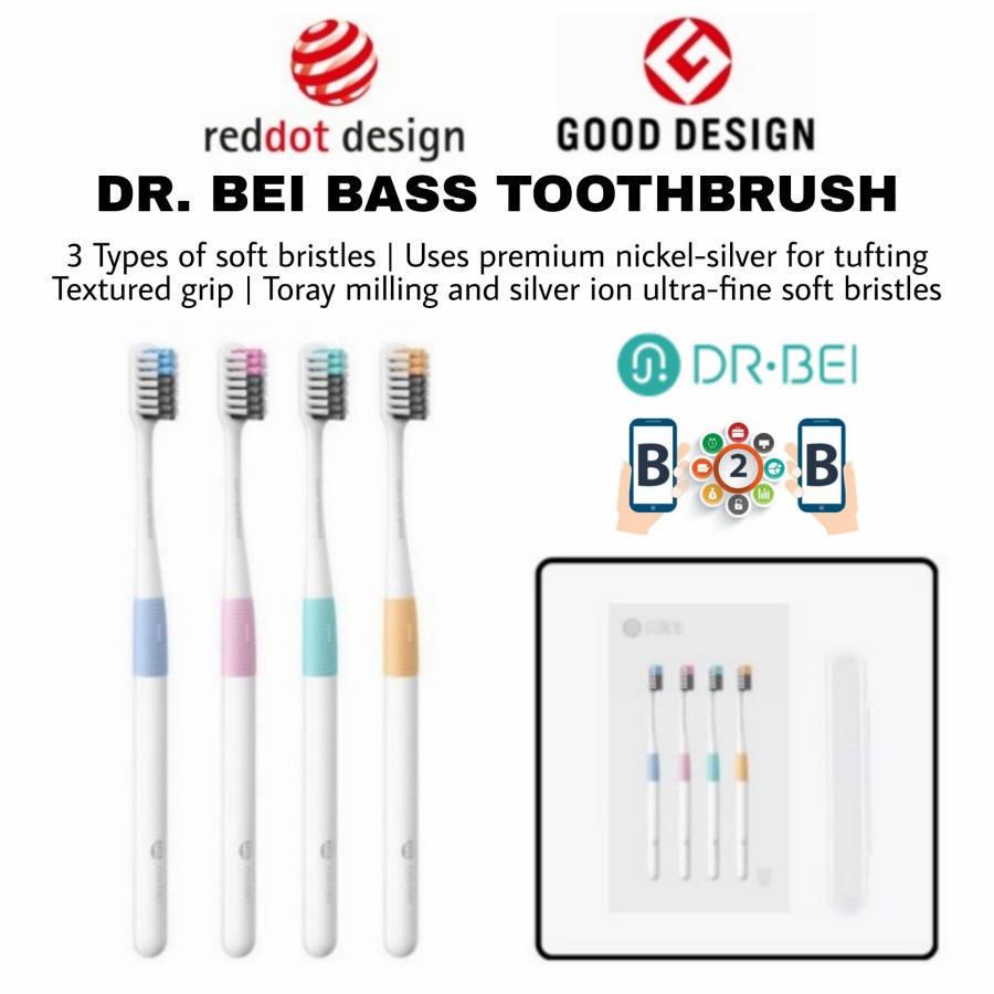 DOCTOR BEI TOOTHBRUSH 4 Pcs COLORS free Travel box Sikat Gigi DR. Bei