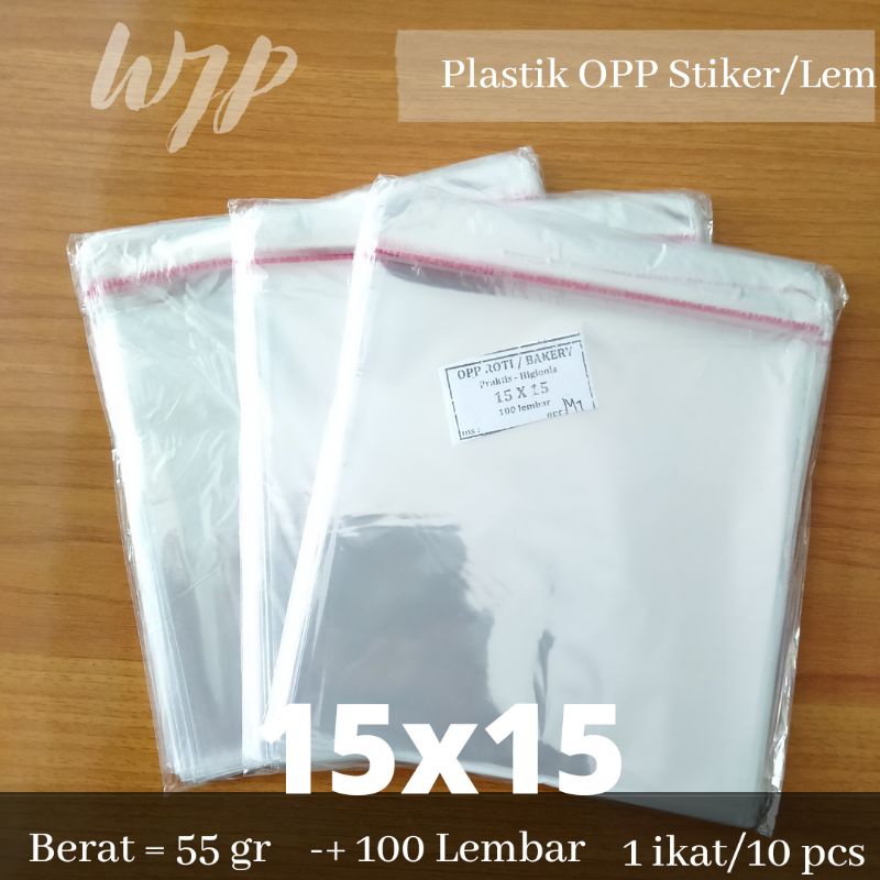 Plastik Bening OPP 15x15 isi 100 / Plastik Stiker Seal / Plastik Lem 15x15