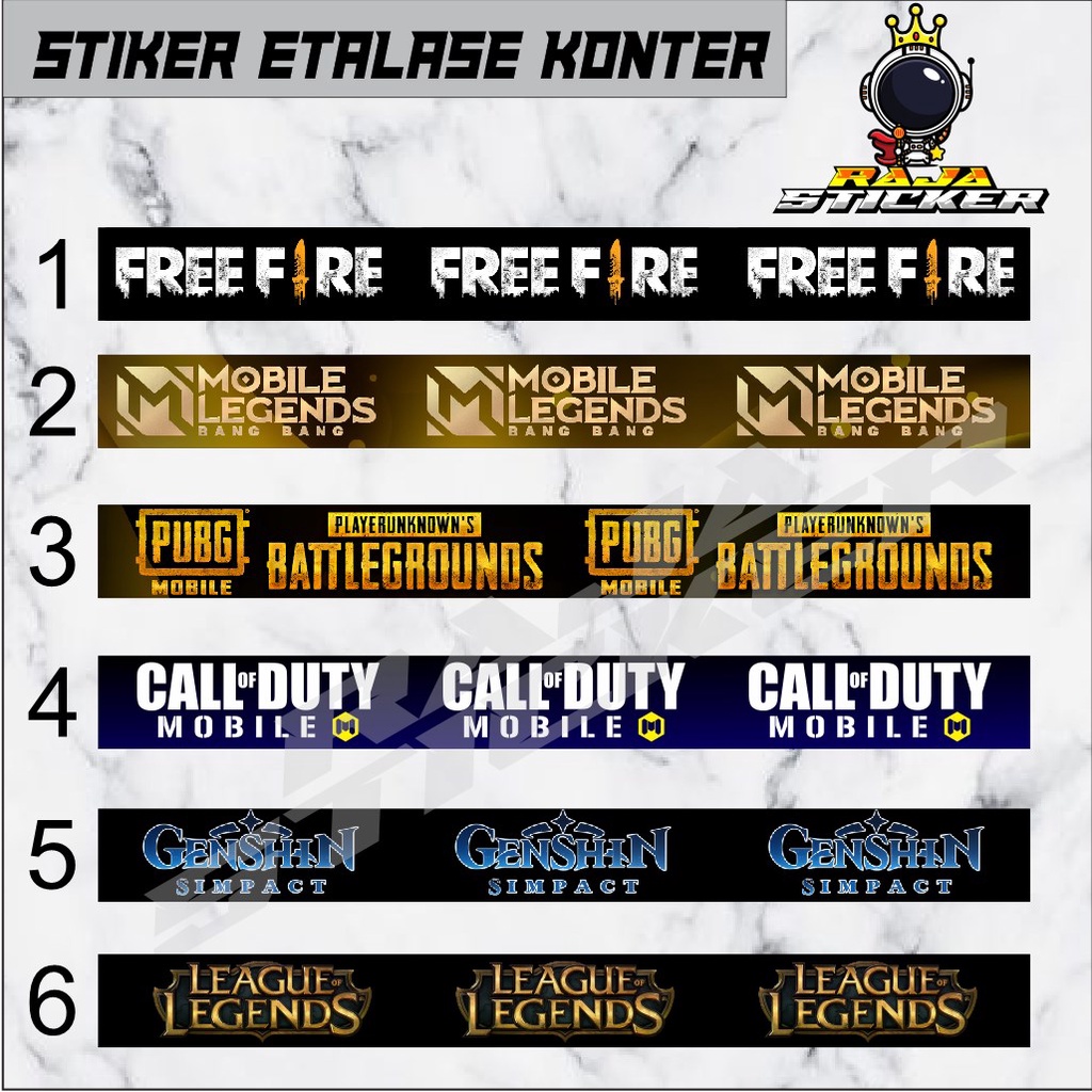 STIKER GAME  ETALASE KONTER + LAMINASI / Stiker Etalase Konter / Stiker gaming / Stiker etalase murah - Raja Stiker