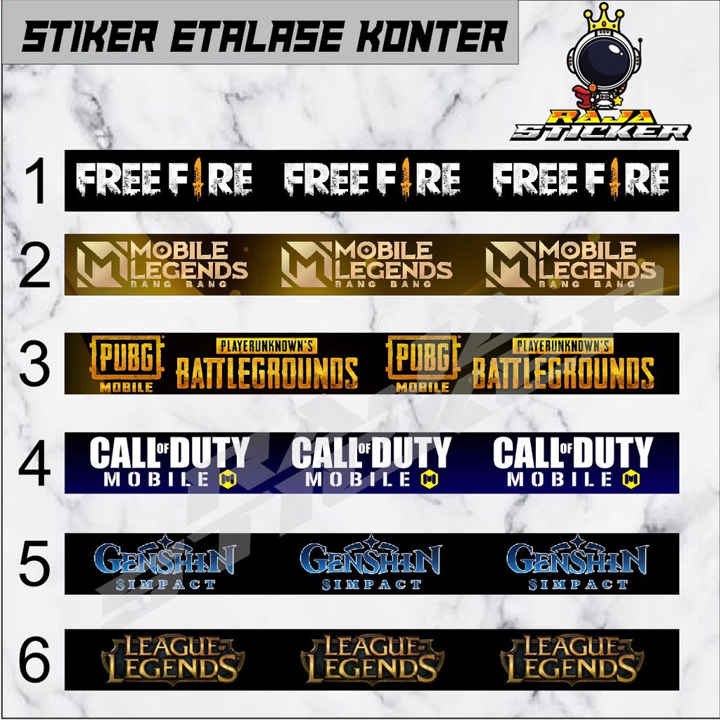 

STIKER GAME ETALASE KONTER + LAMINASI / Stiker Etalase Konter / Stiker gaming / Stiker etalase murah - Raja Stiker