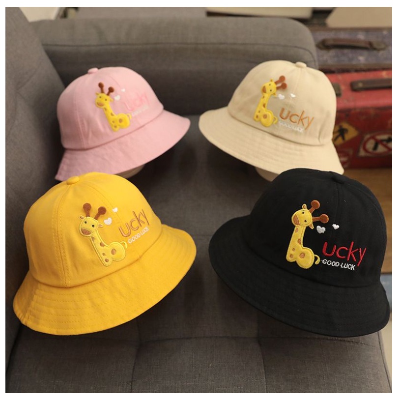 Topi Bucket Bayi  Anak Pelindung Matahari Motif Good lucky Jerapah Baby Fashion Style Premiium