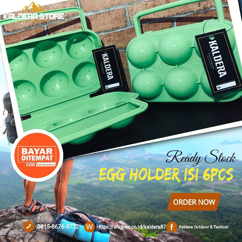 TEMPAT TELUR CAMPING EGG HOLDER ISI 6 PCS TELOR PERALATAN CAMPING OUTDOOR