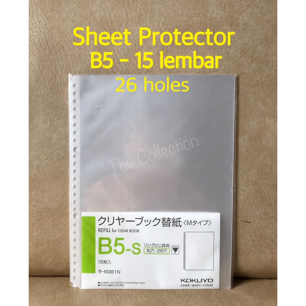 

ATK0545KY B5 26 holes 15 lembar Sheet Protector Plastik Kokuyo M381N
