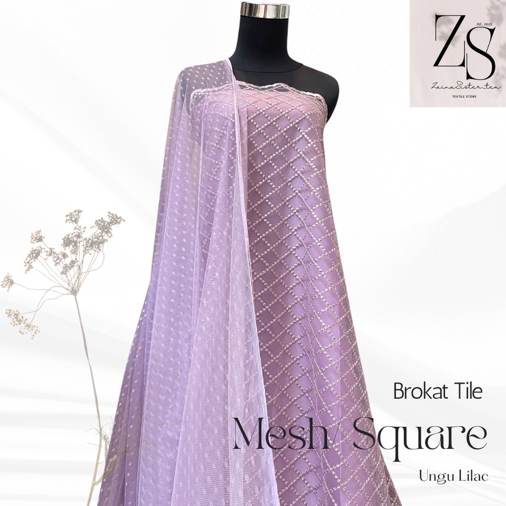 Kain Brukat Tille Kotak | Tille Jaring | Tulle Maze | Tille Mesh Kotak Square Korea 1/2 meter Warna 