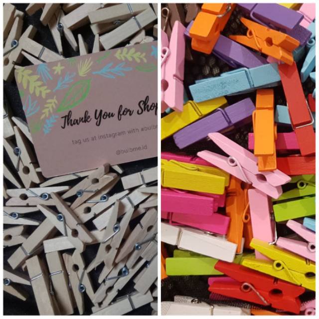 

Wooden clip penjepit kertas kayu rainbow clip foto polaroid