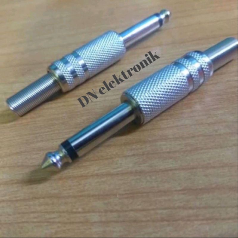Jual Jack Akai mono besi silver logam Jack audio mono 6,5 mm mic gitar