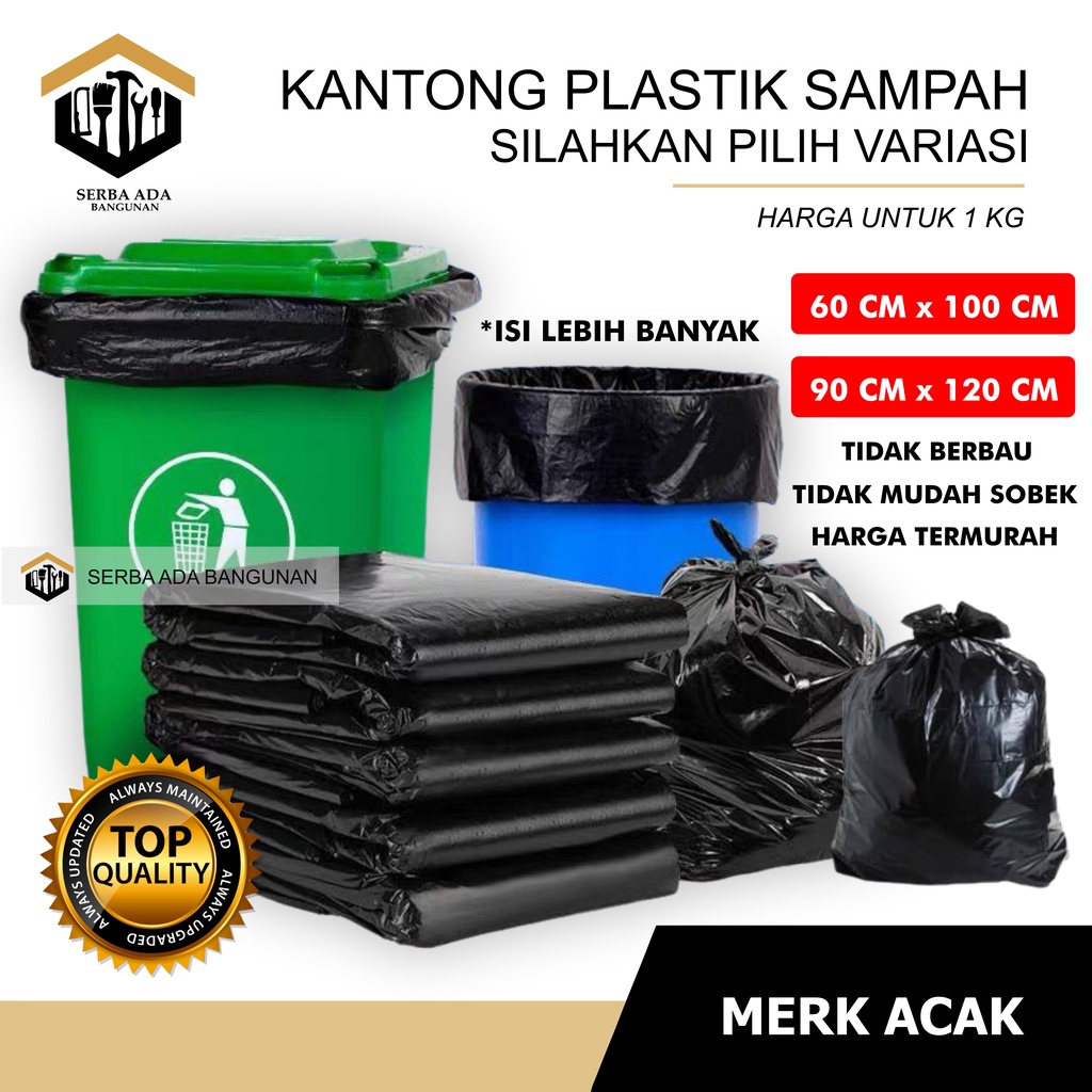 PLASTIK SAMPAH / TRASH BAG / PLASTIK HITAM / KANTONG SAMPAH 1 KILOGRAM - TERMURAH HD TEBAL BESAR