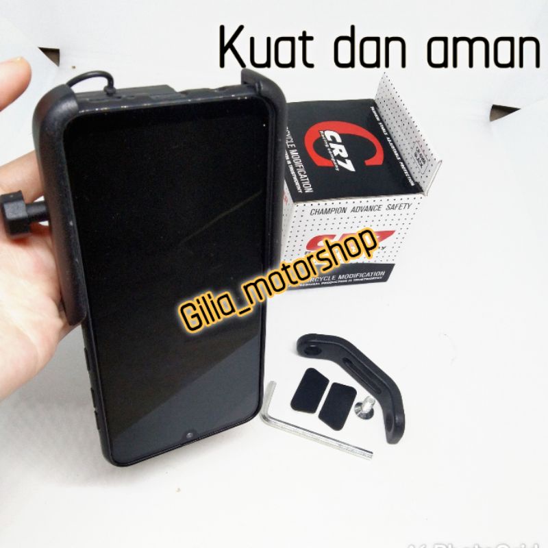 HOLDER HP CR7 MOTOR JEPIT SPION PLUS CHARGER USB  DUDUKAN HANDPHONE DI MOTOR PLUS CHARGER USB HOLDER HP MOTOR PLUS CHARGER ALUMUNIUM ALLOY