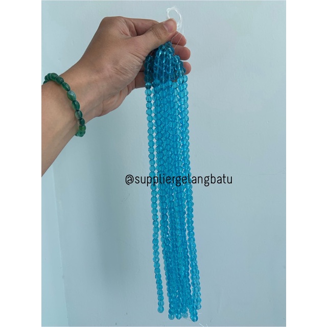 kristal bola dunia cutting 8mm BIRU muda ceko bulat craft blue quartz