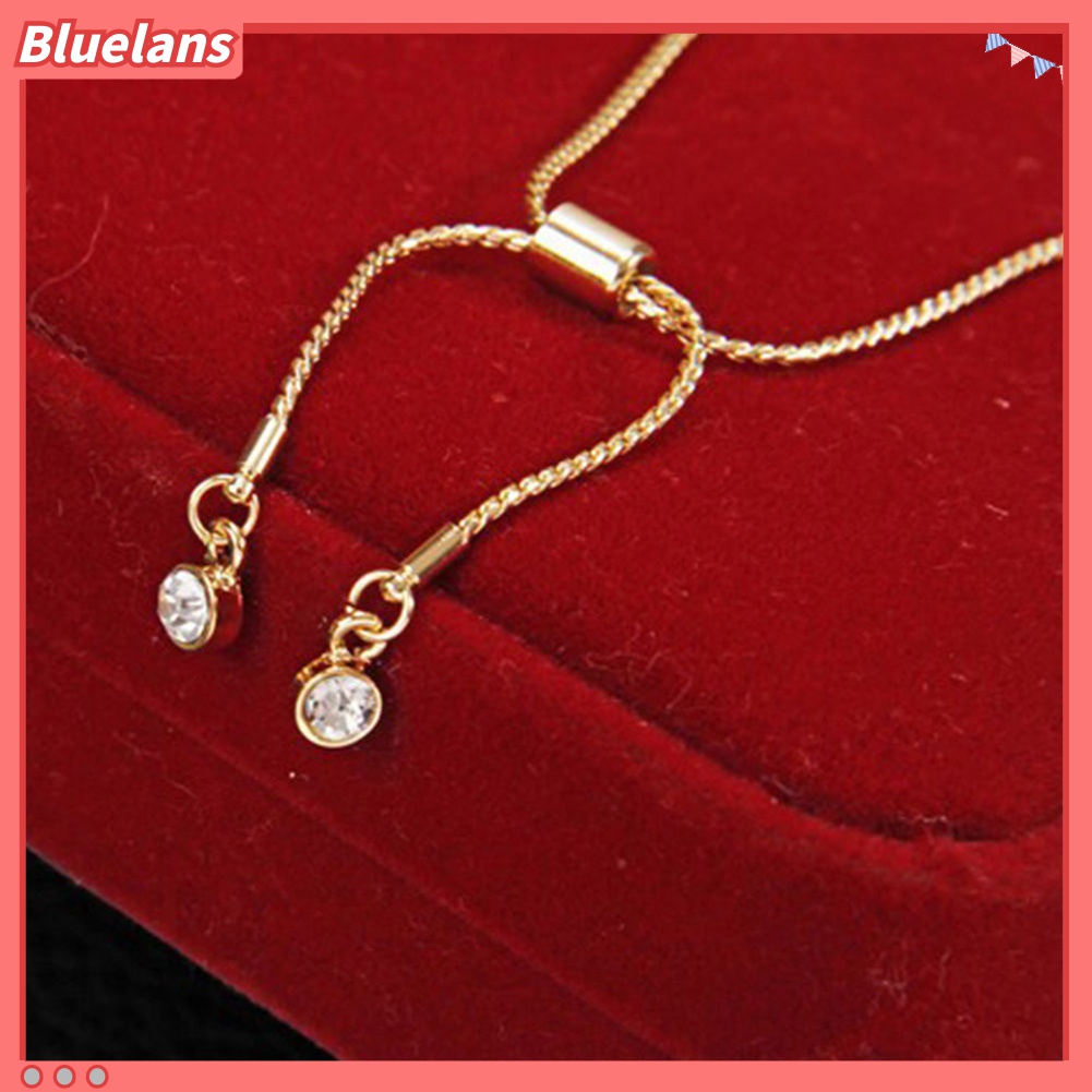 Bluelans Gelang Bangle Model Serut Adjustable Aksen Glitter Untuk Wanita