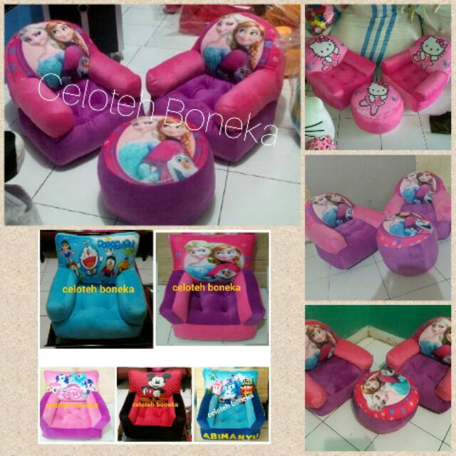 Sofa anak / sofa boneka / sofa karakter / sofa anak set / sofa set / sofa set printing