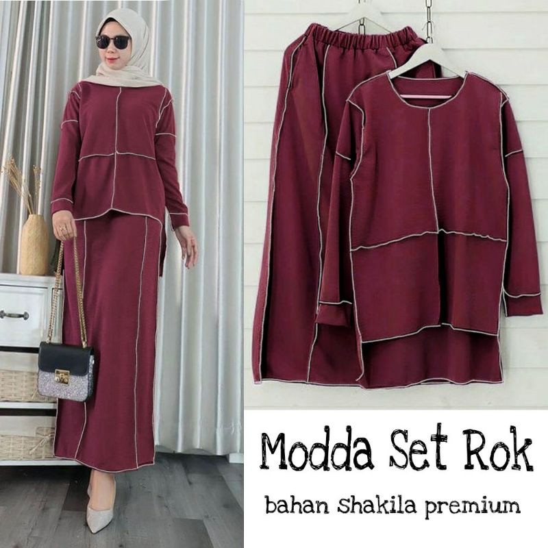 Setelan baju muslim wanita terbaru MODDA SET SKIRT SETELAN KEKINIAN FASHION WANITA MUSLIM JUMBO VC SETELAN ROK WANITA MUSLIMAH