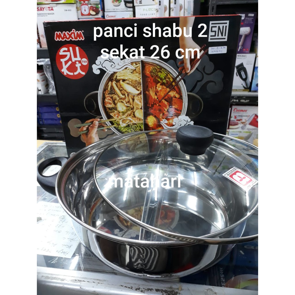 Panci shabu Maxim sekat 2/Panci Suki sekat 2 diameter 26 cm SSP184