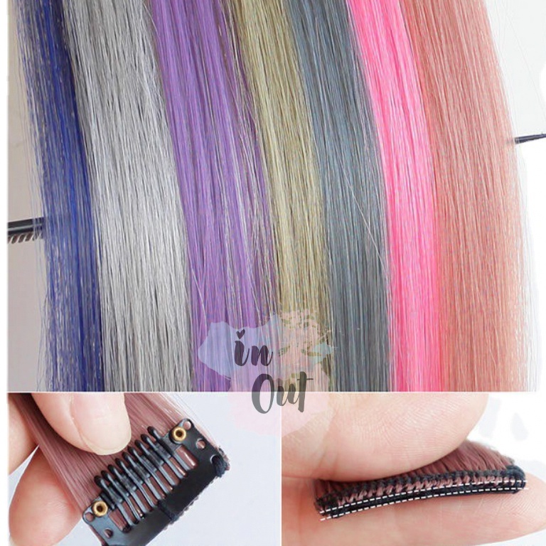 Rambut Palsu Jepit warna warni Hair Extention Wanita Colorful / Wig women / pemanjang rambut cewe