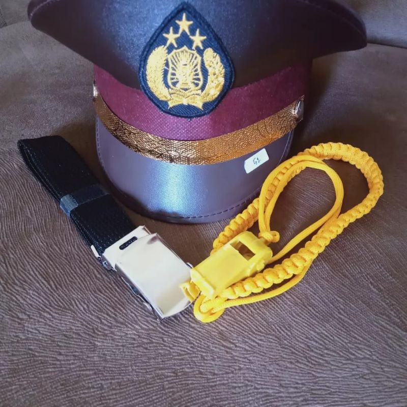 set atribut topi sabara polisi anak tk