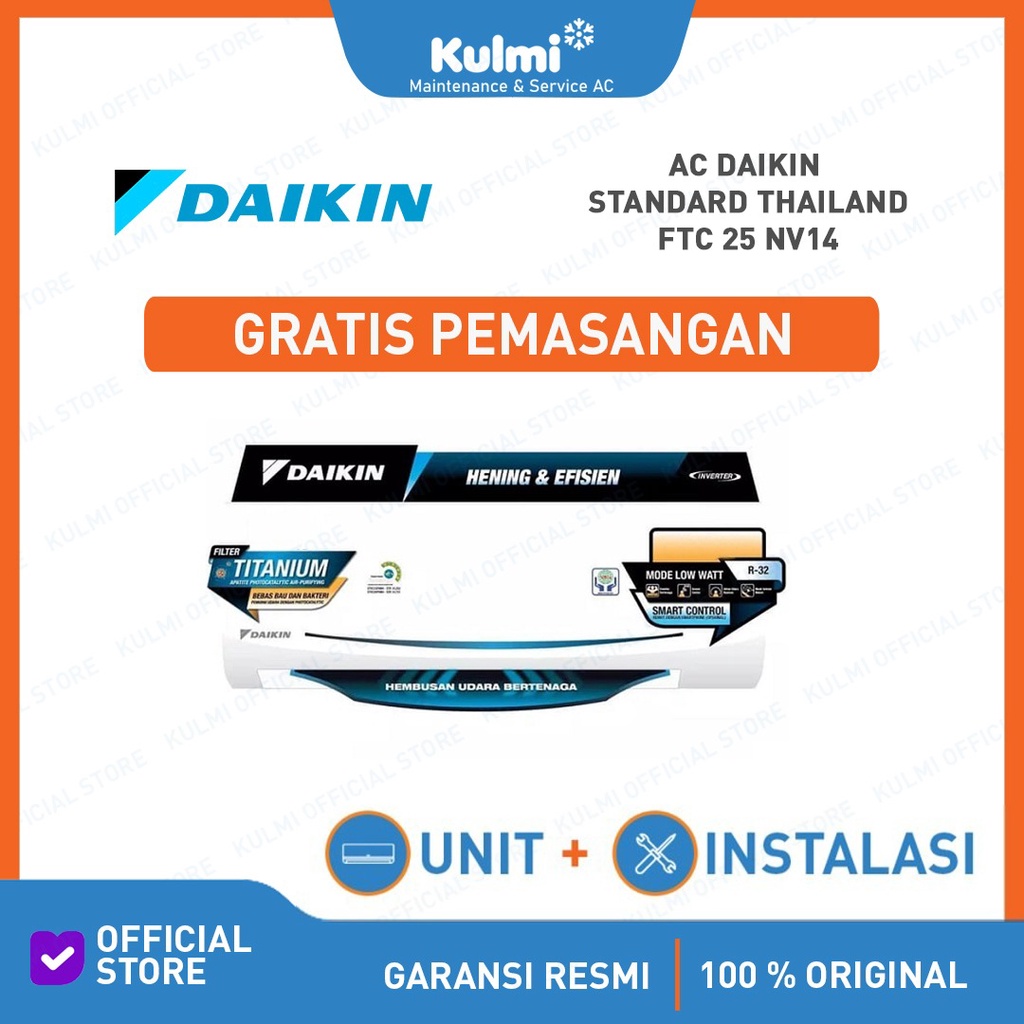 AC DAIKIN FTC25 1PK STANDART + PASANG FTC 25 1 PK AC SPLIT