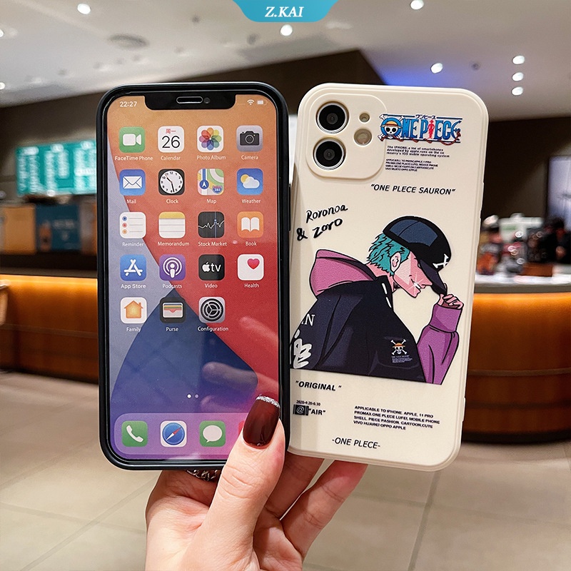 Soft Case Silikon Motif Kartun One Piece ZORO Ace Untuk iPhone 13 12 6 7 8 Plus 11 Pro MAX