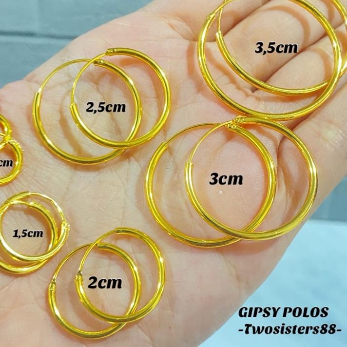 ✪ Anting emas imitasi bulat ANAK & WANITA besar kecil 24k XUPING ✪