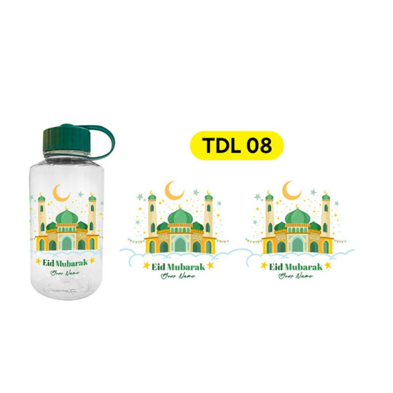Botol tumbler plastik 1 liter custom nama edisi lebaran hampers, parcel, bingkisan idul fitri kode5-