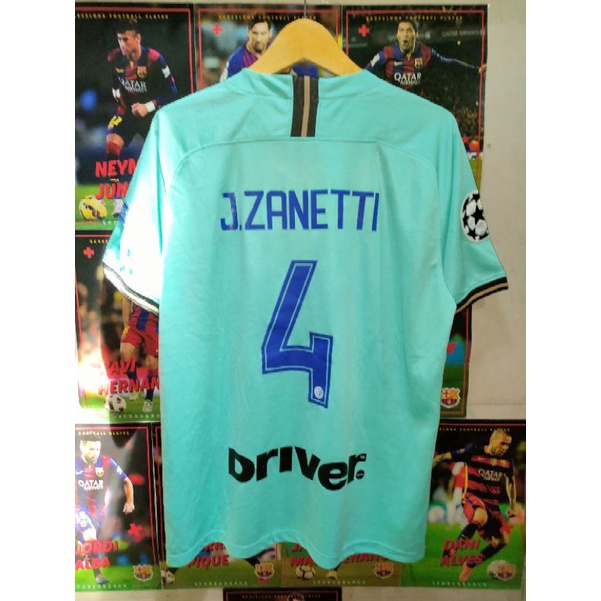 JERSEY INTER MILAN AWAY 2019/2020 + PATCH UCL LENGKAP + NAMESET