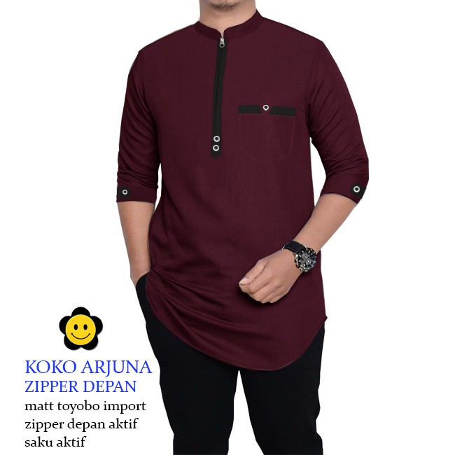LS 60474-61214-63230-65283-67148-70162 KOKO ARJUNA Baju Koko Qurta Pria,Baju Koko Pria Terbaru,Terkini,Termurah dan Terlaris-Marun