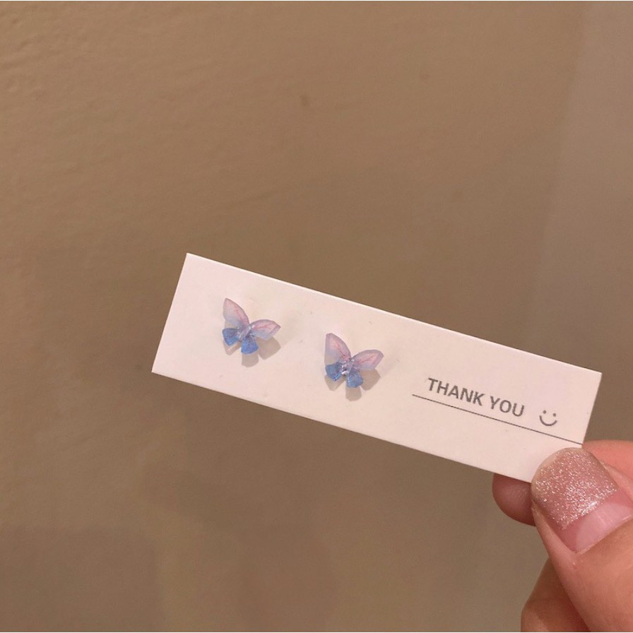 Anting Wanita Korea Colorful Kupu-kupu Kecil/ Korean Colorful Mini Butterfly Earrings-Purple Blue