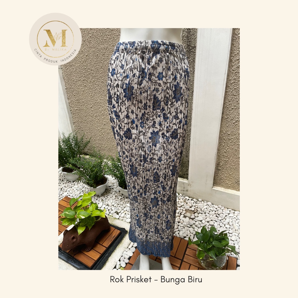 Rok Prisket Bunga Biru - Bawahan Kebaya