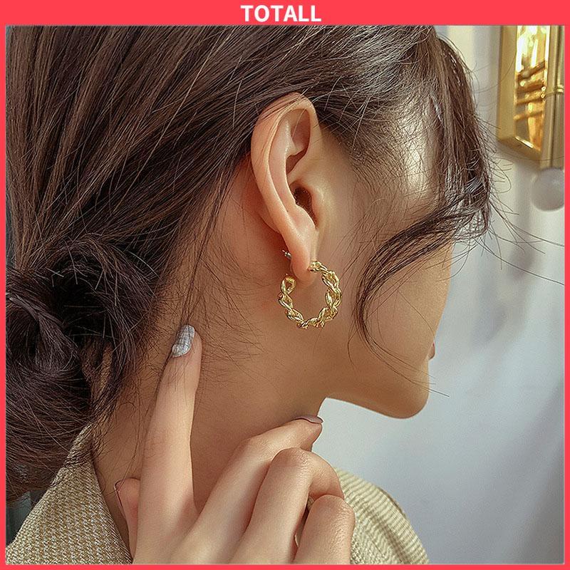 COD Anting-Anting Retro Fashion Logam Berongga Rantai Stud Earrings Premium Sense Earring-Totall