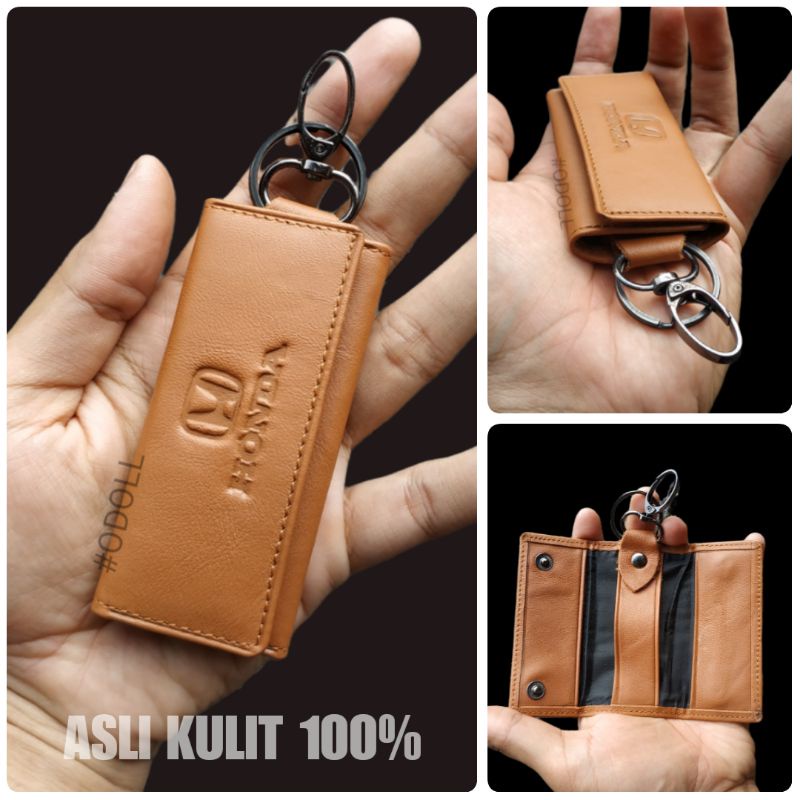 Dompet Stnk Sepeda Motor dan Mobil Kulit | Keychain Gantungan Kunci Honda Kulit Asli