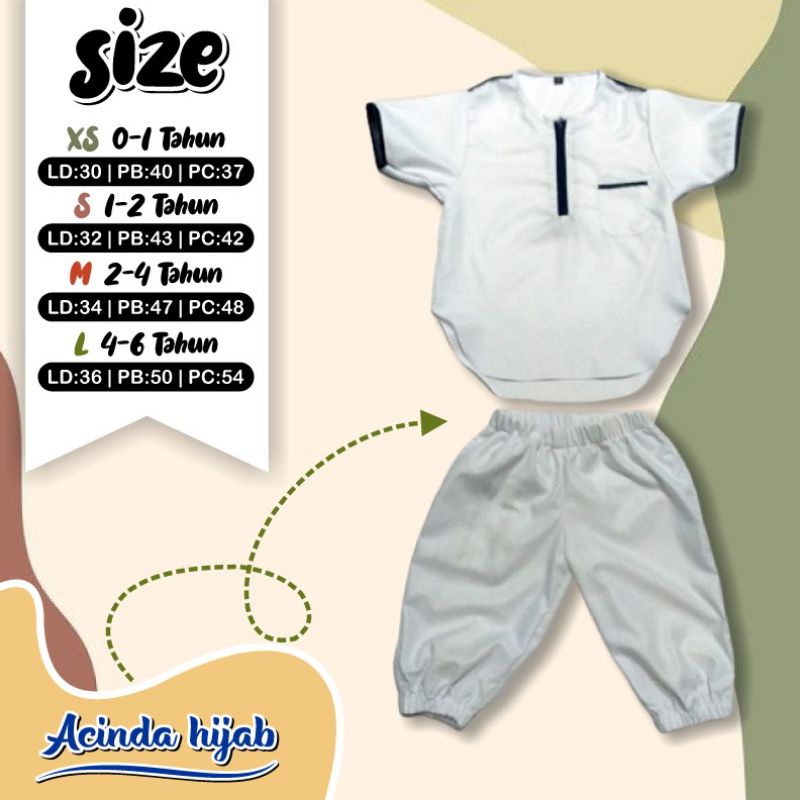 Akekah Baju Koko Kurta Anak Bayi Katun Toyobo Fodu Setelan Celana Joger 0-6 Tahun Premium