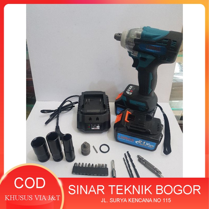 Lumos Cordless Impact Wrench 21V brushless mesin pembuka baut batere