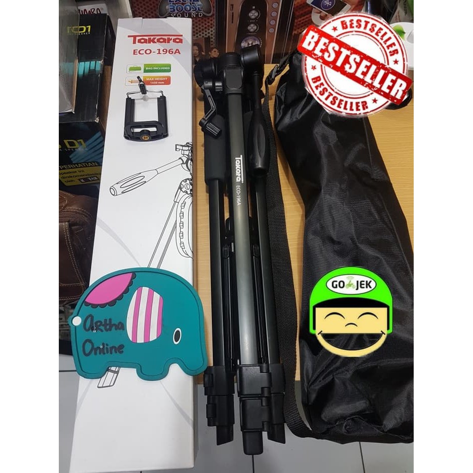 tripod takara 196a tinggi 1 45m free holder U   tas promo