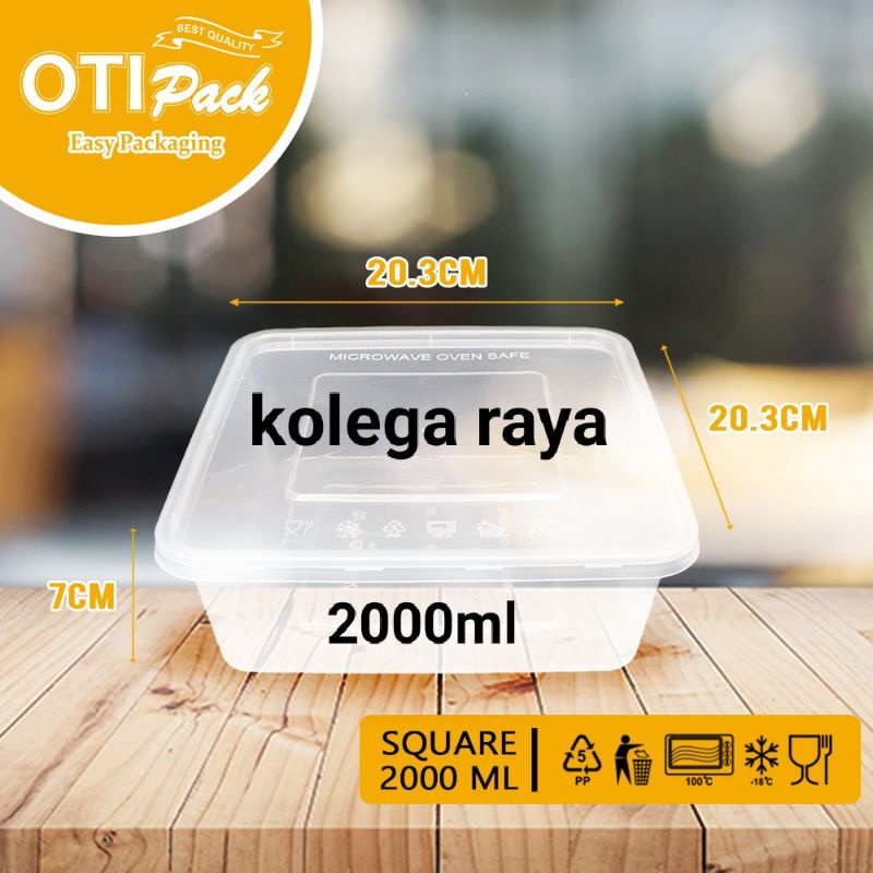 Kotak Makan Platik FoodGrade Thinwall  SQ2000ML Isi 25PCS Alas dan Tutup