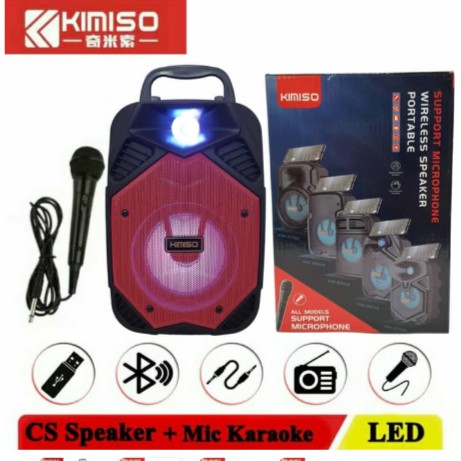 Speaker Bluetooth Led Mic Karaoke Portable Wireless KIMISO KM 2005 KM-2005 Super Bass + Microphone