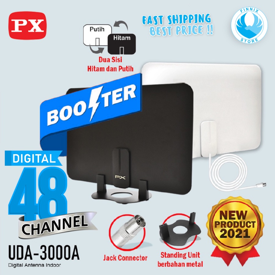 Antena TV Digital Analog Indoor DVB-T2 + Booster PX UDA-3000A