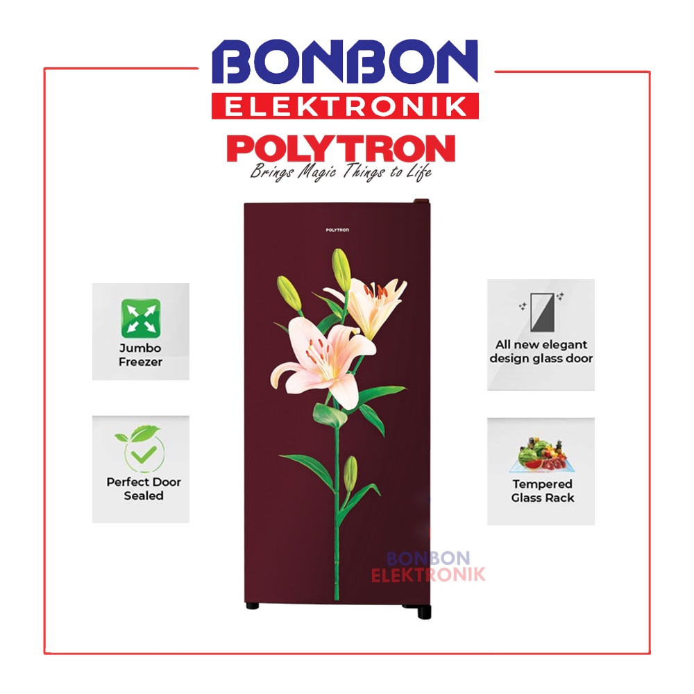 Polytron Kulkas 1 Pintu 180L PRB 187PR / PRB187 / PRB 187 PR Maroon