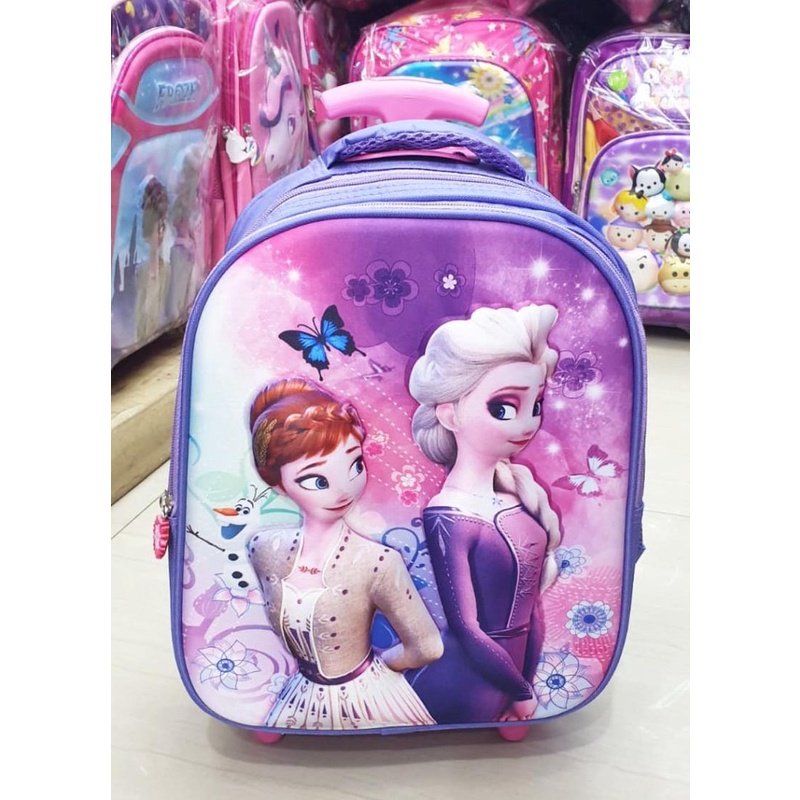 Ransel Troli Dorong Anak Cewek Gambar Barbie Pink Lucu Perempuan Murah Tas Dorong Sekolah Tk Trolley