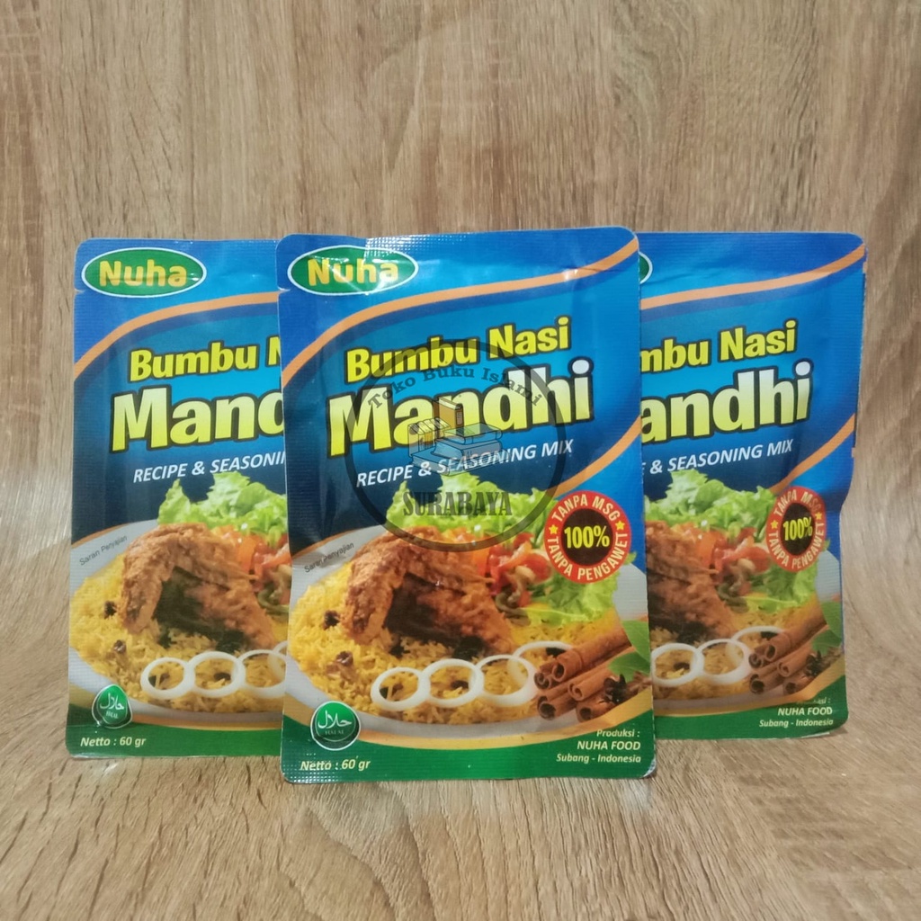 

Bumbu Nasi MANDHI Instant Bumbu Nasi Mandhi Sachet ORIGINAL 100% NON MSG & PENGAWET 60gr - NUHA FOOD