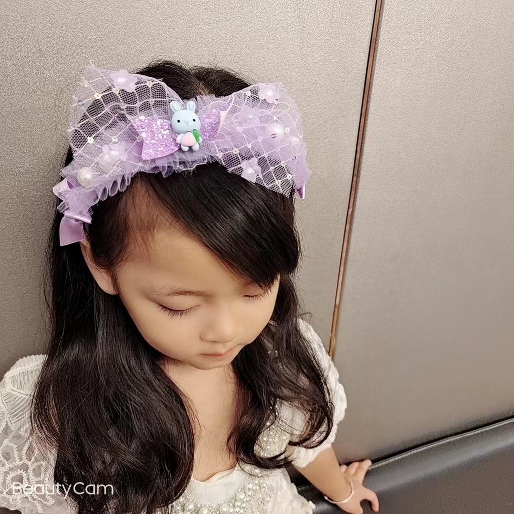 (Hello Girl)B48 Bando Anak Bando Mutiara Kelinci Import