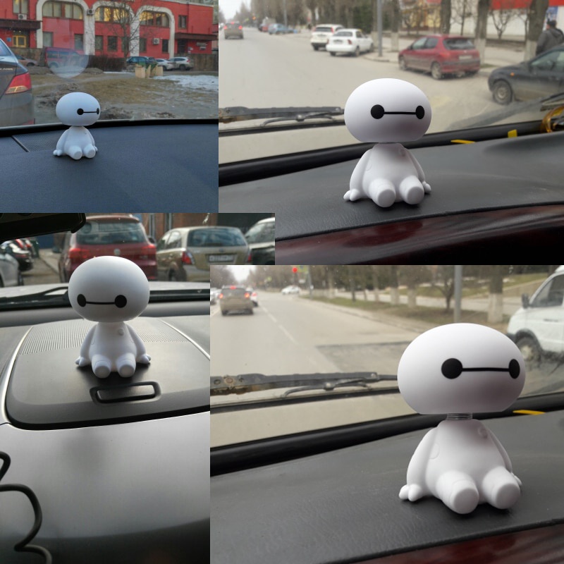 Baymax Pajangan dashboard Mobil kepala bergoyang boneka lucu Shaking Head Ornament Aksesoris Mobil gemes karakter lucu cute kartun Cartoon Plastic Baymax Robot Shaking Head Figure Car Ornaments Auto Interior Decorations Big Hero Doll Toys Ornament