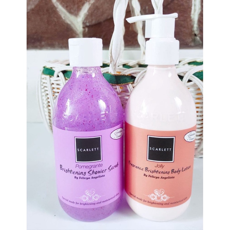 PAKET SCARLETT 2IN1 BRIGHTENING SHOWER SCRUB + BODY LOTION ORIGINAL BPOM